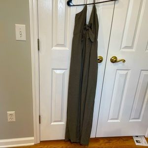 Olive green halter top jumpsuit